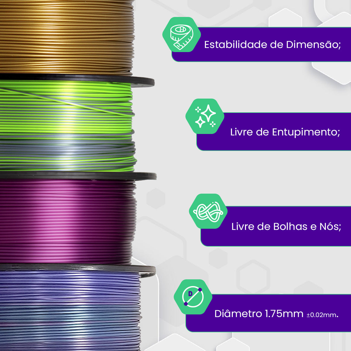 Filamento Petg 1kg - 1.75mm Alto Teor De Pureza Preto / Branco